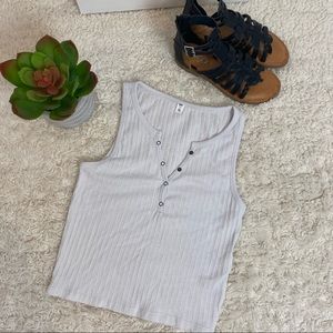 NWT BP Gray Fog Textured Henley Crop Tank